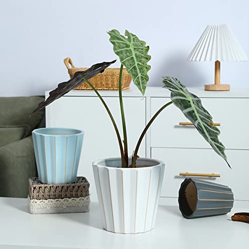 Pots de fleurs géométriques en céramique avec soucoupe - 6