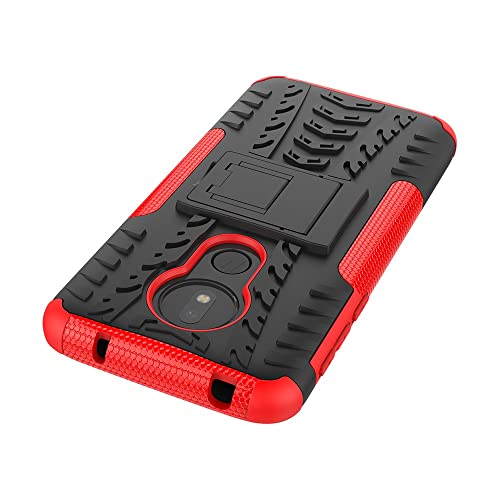 Case Cover Bundles Protective Case For Moto G7 Power,Tpu + Pc Bumper Hybrid Military-Grade Rugged Case,Shockproof Phone Case With Kickstand Phone Case (Color : Red) #TOP4