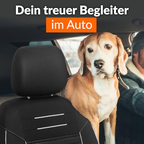 Upgrade4cars Autositzbezüge Set Universal | Autoschonbezüge Vordersitze & Rückbank | Autositzbezug Schwarz weiß | Autozubehör Innenraum Deko | Geschenke für Frauen und Männer