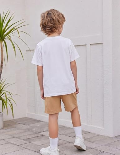 Image of Arshiner Boy's Textured Button Up Shirt and Shorts Set 2 Piece Summer Beach Outfit for 5~12 Years Kids
