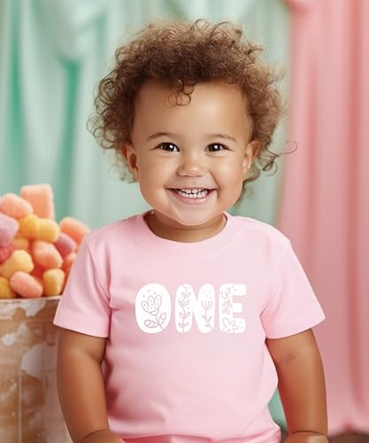 Image of Floral Numbers Ages 1-7 Birthday Girl Shirt for Baby & Toddler Youth Girls