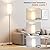 Karjoefar Floor Lamp for Living Room, Modern Standing lamp with Remote Control, Stepless Dimmable 12W Bulb & Beige Lampshade Included, Black Pole Tall Floor Lamp for Bedroom Office
