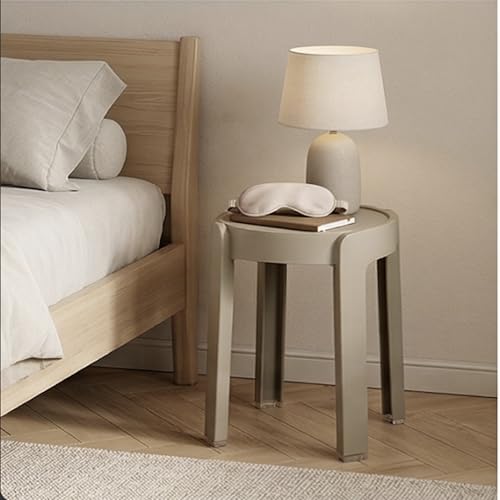 Image of The Artment Khaki Singal Tivo Plastic Stool Modern Stackable Multipurpose Stool with Anti-Slip Base | Lightweight Waterproof PP Stool for Bathroom, Kitchen, Balcony & Living Room, Home & Office