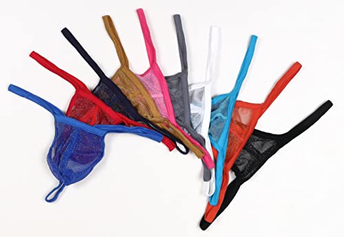 Men's Thongs Underwear See Through G-Strings Low Rise Sexy T Back Bikini2