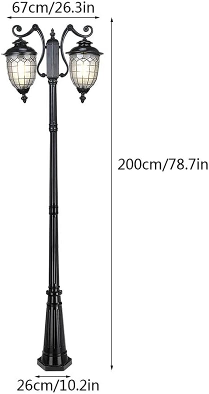 Lámpara de Poste Exterior Negra 200 cm de Altura miniatura 3
