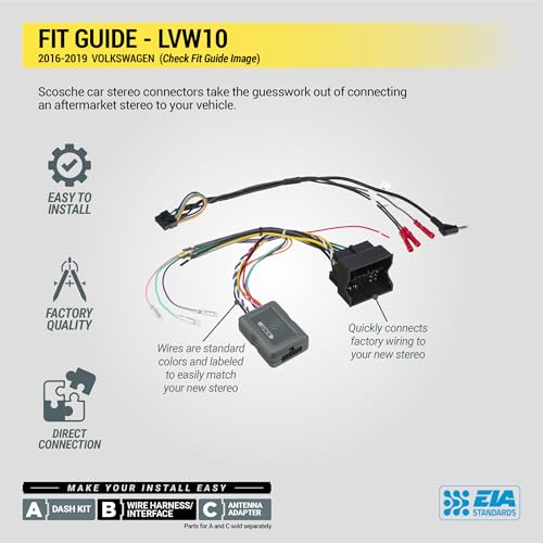 Scosche LVW10 Link Factory Radio Replacement Interface Adapter Compatible with Select Non-Amplified 2016-19 Volkswagen Vehicles - Retain Steering Wheel Control - Car Stereo Wiring Harness by Scosche - Used condition - Image 4