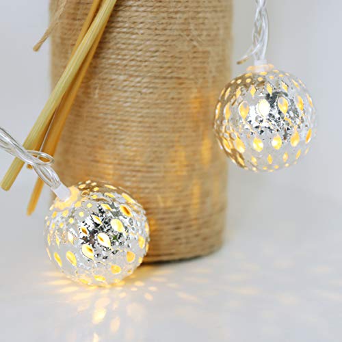 SALCAR LED marokkanische Lichterkette mit Netzstecker, 10m 30 LEDs Kugeln Orientalisch Dekorative, 4 cm extra große… – Bild 7