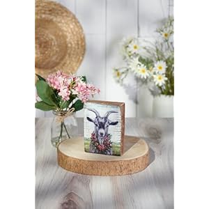 Primitives by Kathy Home Décor Block Sign - Floral Goat Primitives by Kathy Home Decor Block Sign Floral Goat