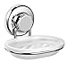 HASKO accessories Vacuum Suction Cup Soap Dish Holder Strong Stainless Steel Sponge Holder for Bathroom & Kitchen - Soap Caddy Can be Mounted on Any Clean Flat Smooth Surface - (Chrome)