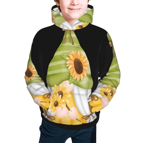 Sunflower Gnomes Kids Pullover Hoodies Boys Sweatshirts Girls Athletic Clothes with Pocket2