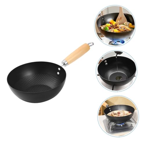 Wok pequeño antiadherente de fondo plano de hierro miniatura 3