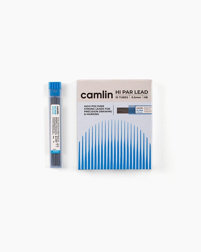 Image of Camel 0.5 mm Hi-Par Pencil Lead, Black (Pack of 10) | 0.5mm Smooth & Dark Leads for Writing, Sketching & Exams | Break-Resistant, High Precision Refills (0.5MM)