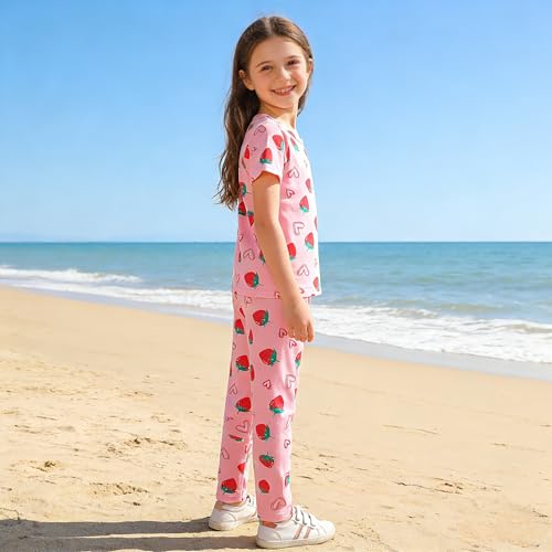 Image of 4-7T Kids Toddler Girls Print Outfits Short sleeved Flower Printed Top+Flower Print Pants Set