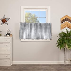 Vhcbrandssawyermillplaidcottonfarmhousekitchencurtainsrodpockethangingloops24incheslongtierpairblue Urban Country Home Decor Vhc brands sawyer mill plaid cotton farmhouse kitchen curtains rod pocket hanging loops 24 inches long tier pair blue urban country home decor