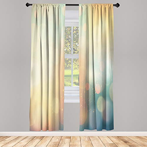 Ambesonne Abstract Window Curtains, Under Sea Ocean Sea Inspired Image Sunbeams Like Details Print, Lightweight Decorative 2-Panel Set & Rod Pocket, Pair of - 28" x 84", Blue and Yellow
