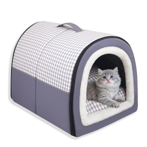 Grande cuccia per cani 2 in 1, cuccia per gatti da interni, impermeabile, calmante e calda, lavabile, lussuosa, rimovibile, anti ansia, materasso pieghevole e morbido (D, S, 35 x 28 x 24,9 cm)