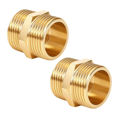 Doppelnippel G1 zoll (Ø 32 5mm) Außengewinde 2 Stück Messing Doppelnippel - G1 AG/AG Doppelnipel Fitting für DN25 Rohrleitung Trinkwasser Geeignet