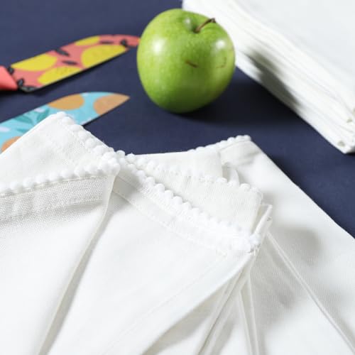 Image of TARAN LIVING Kitchen Towels 100% Cotton Solid Kitchen Dish Cloths, Valentine Decor Hand Towel Reusuable Dish Towel for Cleaning & Drying Tea Towels Set with Hanging Loop - 18 inchx 28 inch, Pack of 6 - White