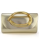 MYHOZEE Clutch Purses for Women Formal Gold Clutch Vegan Leather Evening Bag Elegant Wedding Clutch Detachable Chain Handbag Trendy Gold Handle Purses