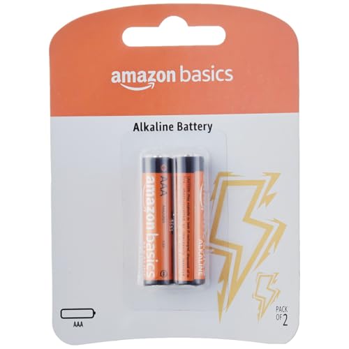 Image of Amazon Basics AAA Alkaline Batteries (Pack of 2), 1.5V, Long Lasting, Leak-Proof, AAA Batteries for Remote Controls, Toys, Clocks, Flashlights & Household Devices