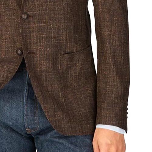 Mens Herringbone Tweed Slim Fit Suit Jacket Vintage Herringbone Tweed Blazer Two Button Wool Blend Sport Coat，Brown4