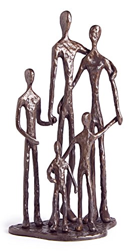 Danya B. Home Shelf Décor (ZD11021) - Sand Casted Metal Art Bronze Sculpture Family of Five - Lined with Velveteen