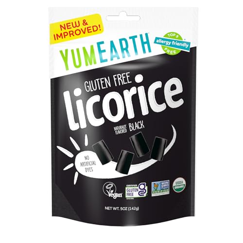 YumEarth Organic Gluten Free Black Licorice Snack Packs - Allergy Friendly, Gluten Free, Non-GMO, Vegan, No Artificial Flavors or Dyes - 5 Ounce (Pack of 1)