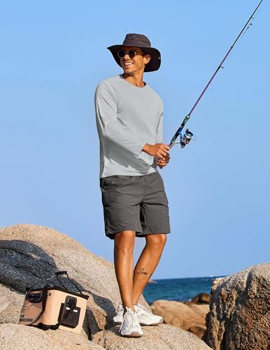 COOFANDY Men's Sun Protection Shirts Long Sleeve Rash Guard Swim T-Shirts Lightweight Quick Dry Fishing Shirts3