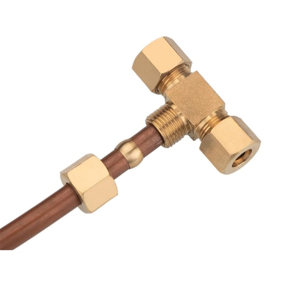 3,175-15,88 mm 1/8 3/16 1/4 5/16 3/8 1/2 5/8" Raccordo a T in ottone per tubo da 3 vie con compressione, 12,7 mm 1l2 I