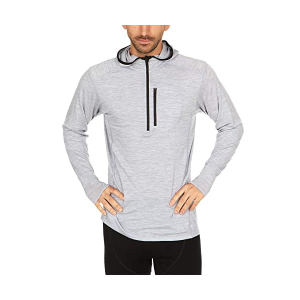 Mens Micro Weight Woolverino ¼ Zip Sun Hoodie - 84% Merino Wool, 12% Nylon, 4% Spandex