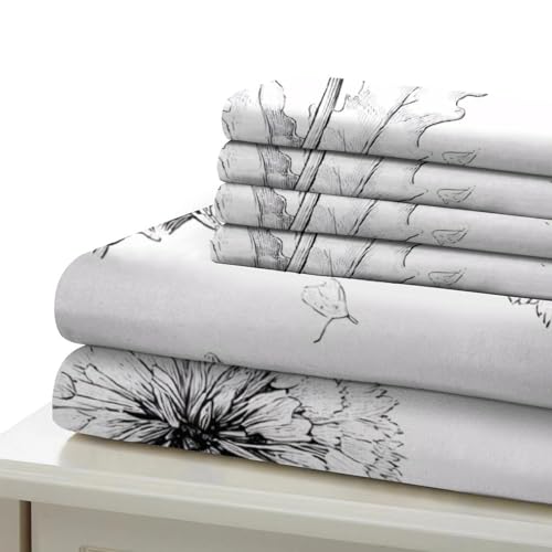 Parure de lit microfibre hypoallergique 220x240 imprimée fleurs