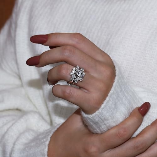 1 1/3 ct t.w Lab Created Moissanite & Lab Grown Diamond Sunburst Halo Guard Enhancer Ring In 14K Gold Over Sterling Silver For Womens (1.33 Ct), Gift For Her3