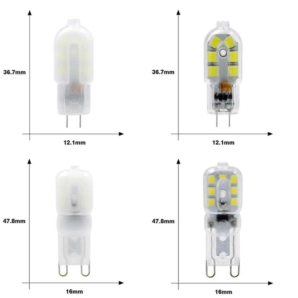 HHF Iluminación del hogar Paquete de 30, Bombilla LED G4/G9 AC220V 2W SMD2835 Bombilla de Foco de lámpara de Cubierta Transparente/lechosa(Cold White,G9 Milky White)
