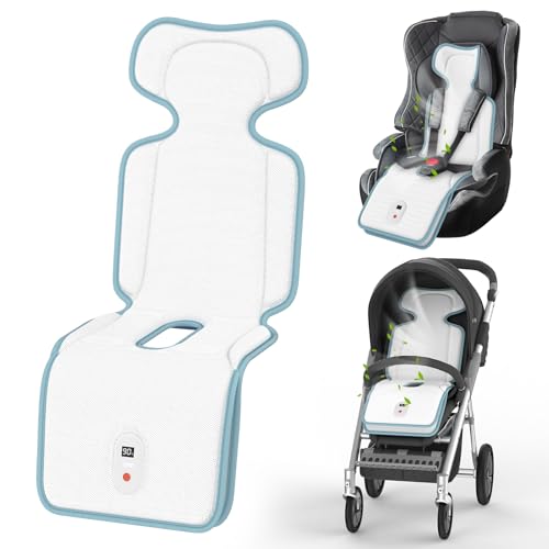 Baby Stroller Cooling Pad,Car Seat Cooler with 2 Built-in Blowers | Up to 10h Runtime & 10000mAh Battery | 3-Speed Adjustable Cooler Pad for...