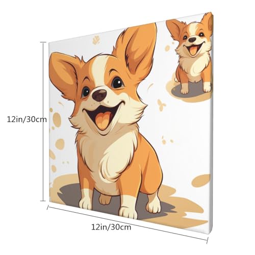 Impression sur toile chiot corgi 30x30 cm pour deco murale de salon - 2