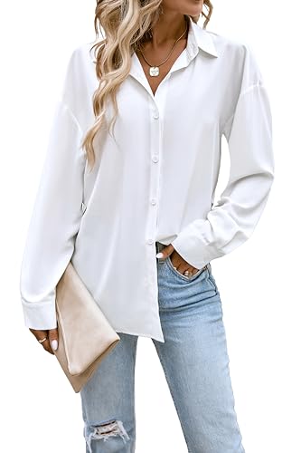 Button Down Shirts for Women Long Sleeve Collared Blouse Business Casual Tops