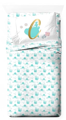 Image of Jay Franco Kids Sheet Set with Fitted, Flat Sheets & Pillow Cover - Ultra-Soft Bedding with Pillowcase for Room Decor, Blue - Princess Cinderella, 3 Piece Twin