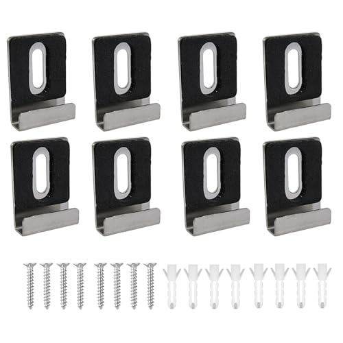 Image of 8pcs Mirror Holder Kit,Single Hole Metal Mirror Brackets with Screws Rubber Pads for Frameless Mounting Wall Tile Billboard Display