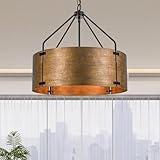 Kunlinzhu Drum Chandeliers for Dining Room,22 in Copper Bronze Metal Dining Room Light Fixture Over Table, Industrial Modern Farmhouse Pendant Light for Kitchen,Entryway,Living Room