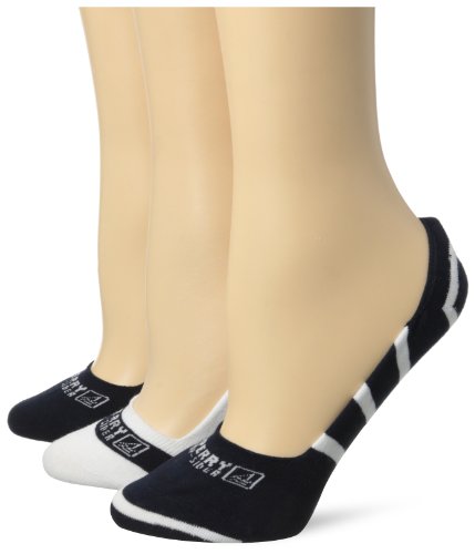 Sperry Women's 3 Pack Signature Stripe Liner Socks, Navy/White, Small/Medium