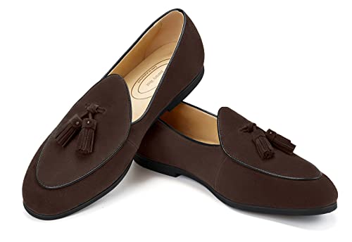 Image of Journey West Men's Suede Leather Belgian Loafers for Men Slip-on Casual Penny Casual Loafers