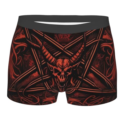 Satan Demon pentagram Magic Dark Men Boxer Briefs Underwear Breathable Stretch Underpants Medium Black