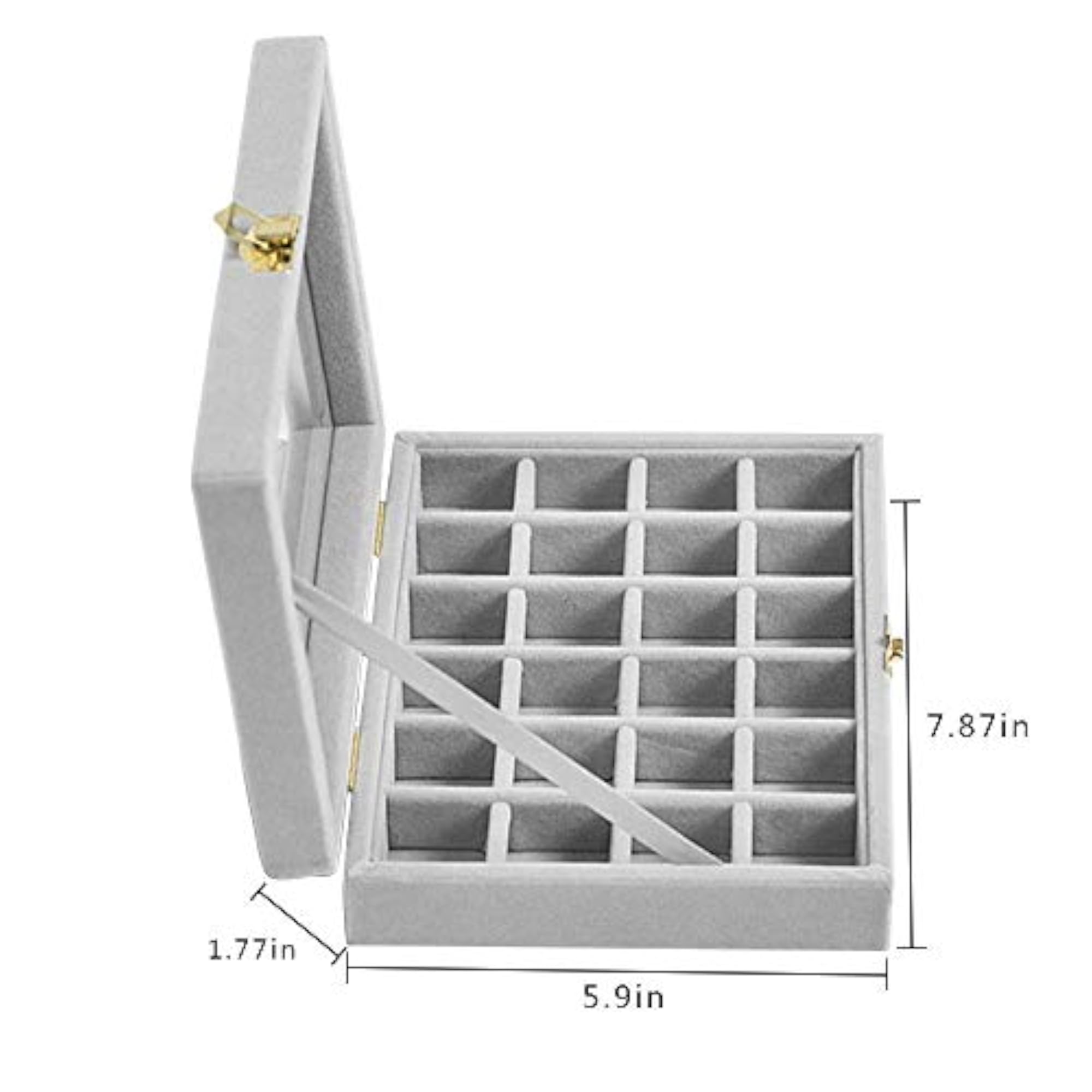 Velvet Jewelry Storage Case - 24 Compartments Earring Ring Organizer Box