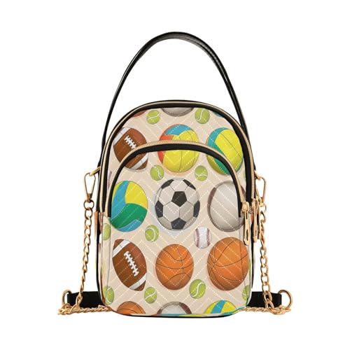 Sports Balls Shoulder Bags for Women Retro Classic Handbag Purse Small Purses with Chain