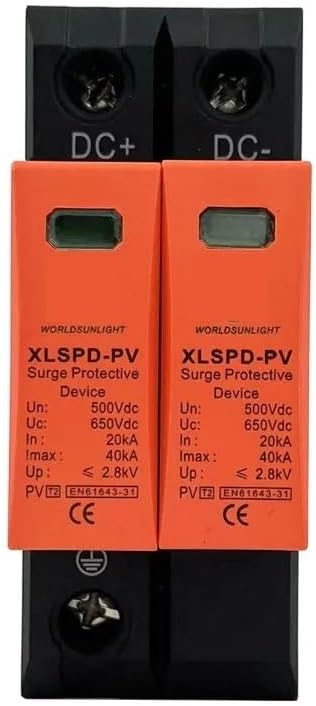 DC SPD DPS 2P 20-40KA 600V 800V 1000V Surge Protective Device Low-Voltage Arrester House din Rail 2 Poles Protector XLSPD-PV(2P 500V)