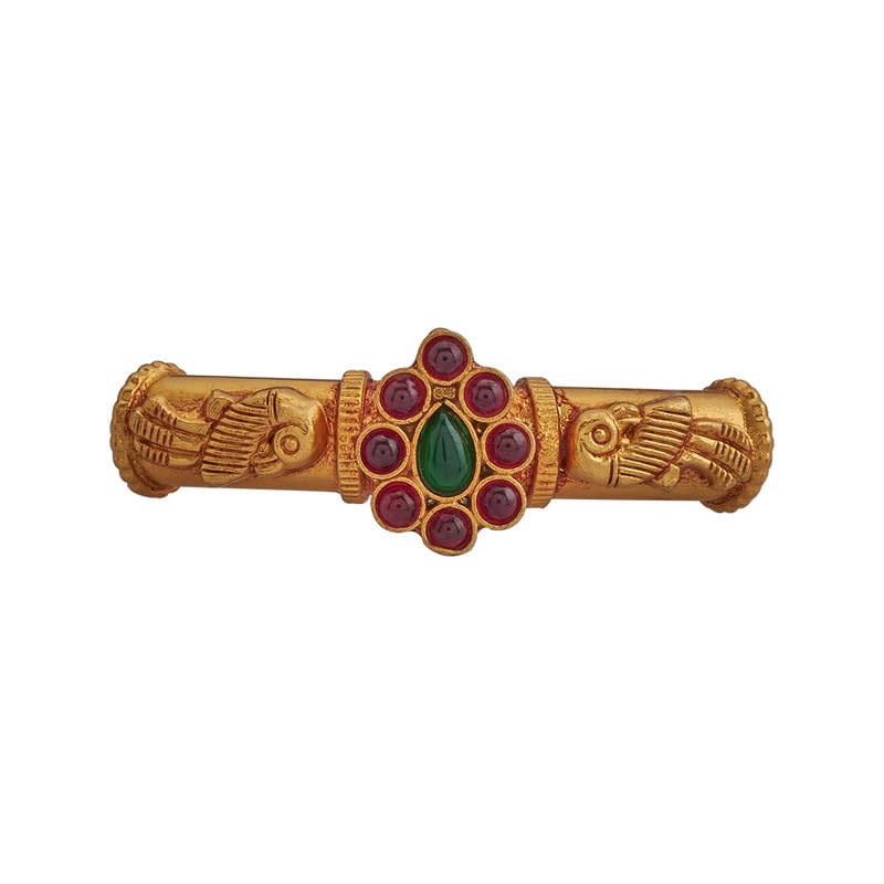 kushal's Fashion Jewellery Ruby-Green Gold Plated Ethnic 92.5 Pure Silver Temple Bangle Pendant-picture-22