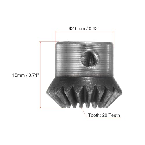 Image of HARFINGTON 2pcs Bevel Gear 1M 20 Teeth 6mm Shaft Hole 1:1 Tapered Bevel Pinion Gear 45# Steel 1 Module 90 Degree Steering Gear, for Hardware Mechanical Rotation