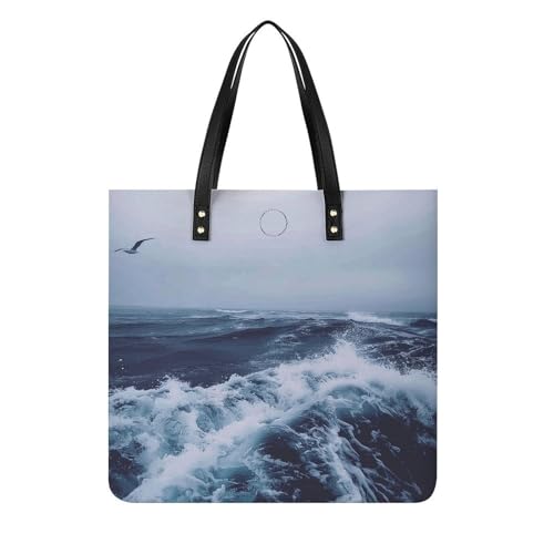 Deep Sea Blue Style Large Leather Handbags Women Fashion Handbag Multifunctional Travel Bag It Is A Great Gift for Mothers, Teachers, Friends, Bridesmaids