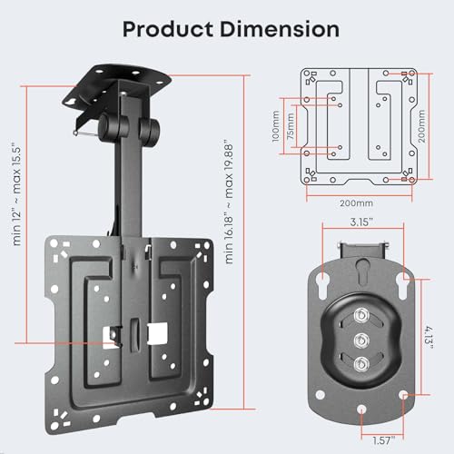 Putorsen PT-CM322 Manual Folding Ceiling Tv Mount, Flip Down Tv Mount thumb #5