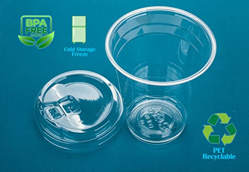 Image of Golden Apple Cup series, 16oz Clear Plastic cups with Sip lids (Strawless) 50sets(50cups+50lids)